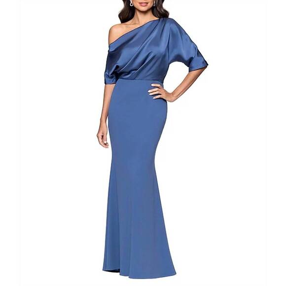 BETSY & ADAM Dresses & Skirts - NEW BETSY & ADAM one shoulder satin scuba crepe dress in slate